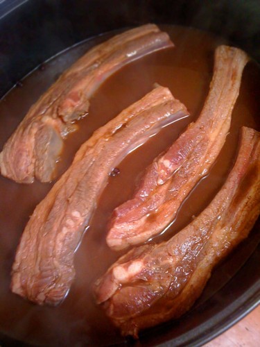 Four pounds of ribs marinating in root beer